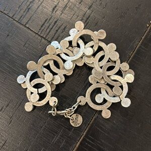 OTTOMAN Silver Modernistic Round Interlocking Metal Bracelet Geometric​